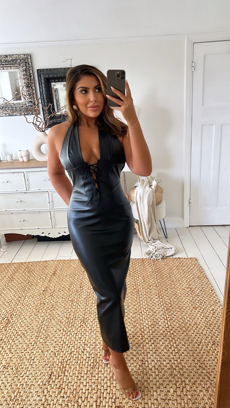 NATALIE Faux Leather Dress (Two Colours)